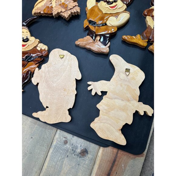 RARE Vintage Disney Snow White & Seven Dwarfs Wooden Nursery Wall Hanging Set - Picture 5 of 10